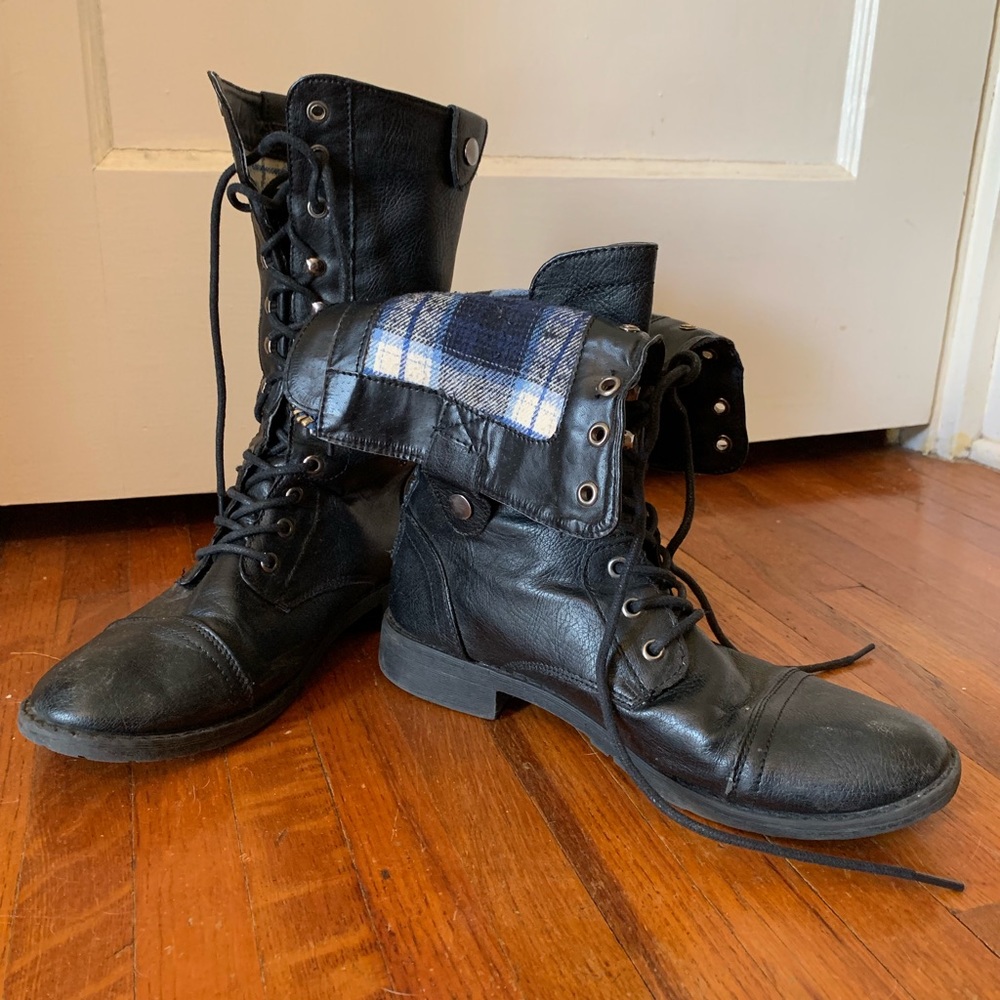 Black combat boots